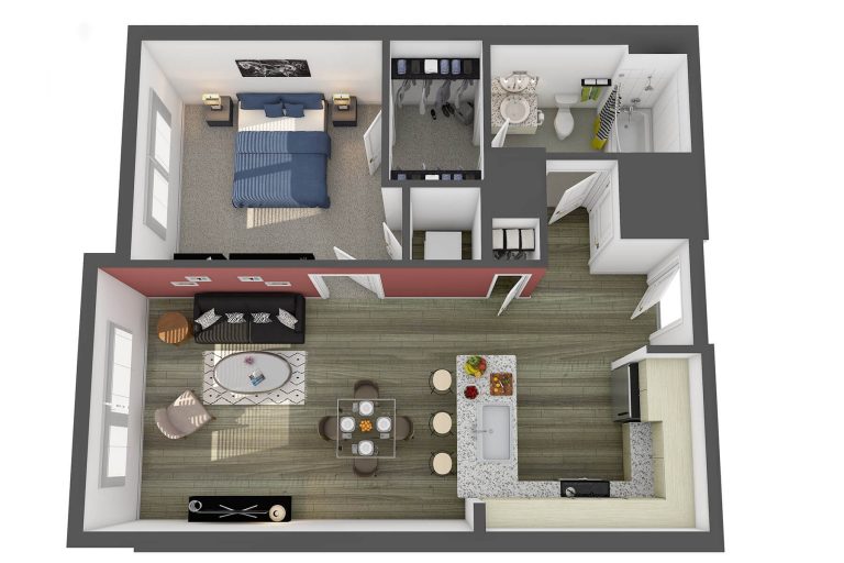 The Corcoran Floor Plan studio 3807 apartments
