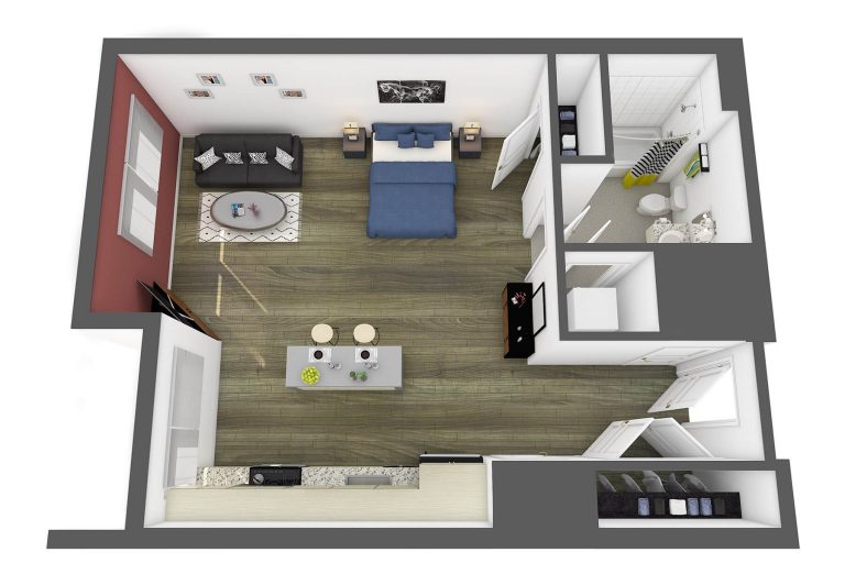 The Prado Floor Plan studio 3807 apartments