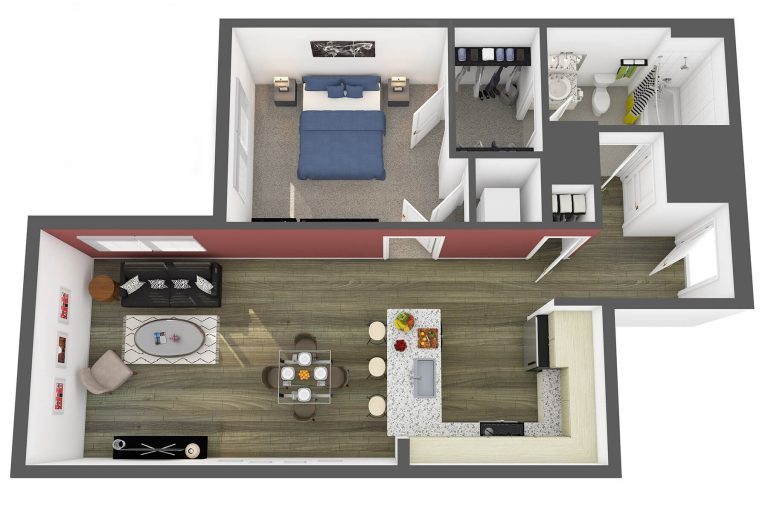 The Uffizi Floor Plan at studio 3807 apartment